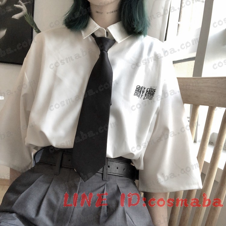 韓国服 黒白 シャツ パンツ シンプル コスプレ衣装 韓国ファッション 潮流 人気 かっこういい 安い ネクタイ贈り