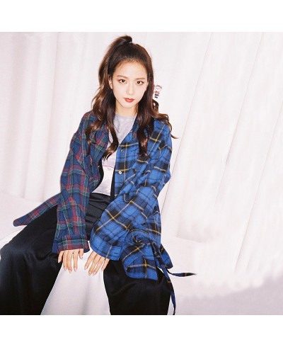 blackpinkブラックピンクブラピン韓国女性アイドルグループジス同じデザイン衣装私服格子柄シャツかわいいレディースｍｖ衣装ステージ服装